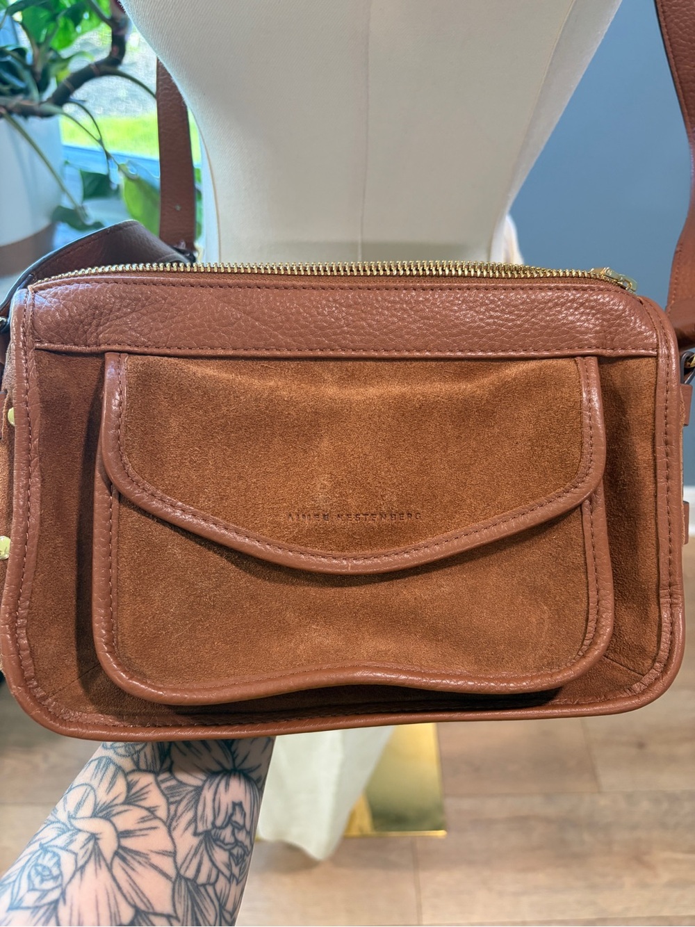 Aimee Kestenberg Brown Leather & Suede Crossbody Bag - Picture 5 of 11